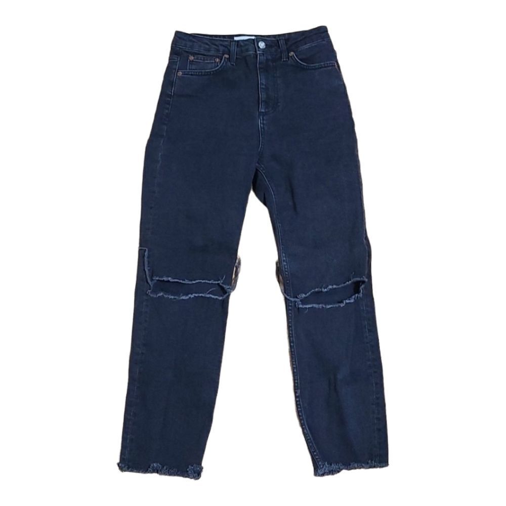 Topshop Straight Jeans Black Size 26